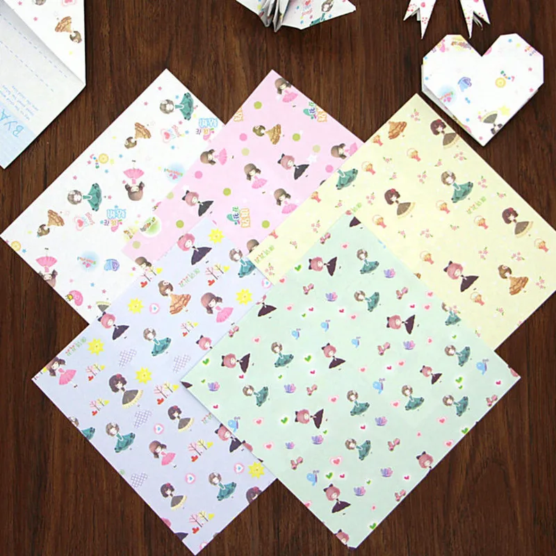72pcs 15cm Origami Paper Printing Flower Girl Handmade Lucky Star