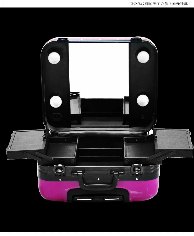 

Aluminium frame+PC Commercial High quality Boarding Suitcase, Universal wheels TrolleyTravel Cosmetic Bag Lighted Makeup Case