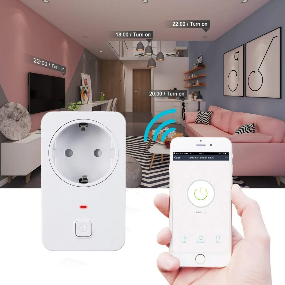 AOFO Smart WiFi Outlet, also works with Amazon Alexa [Echo and Echo Dot] and Google Home, with app control anywhere and anytime 