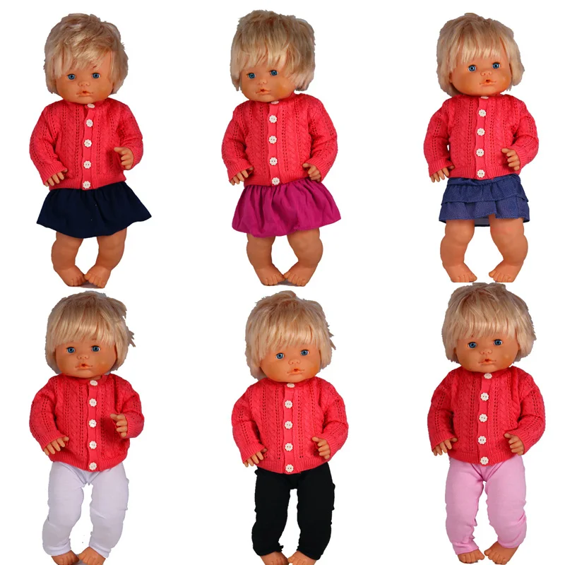 

41 cm Nenuco Doll Clothes And Accessories Nenuco Ropa y su Hermanita Watermelon Red Knit Sweater With Matched Skirts And Pants
