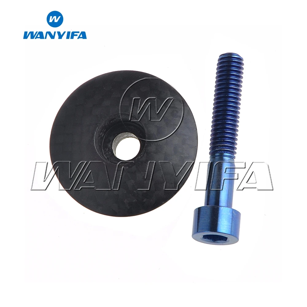 3K Carbon Fiber MTB Road Bike Bicycle Headset Stem Top Cap Cover Bolt For 1-1//8/"