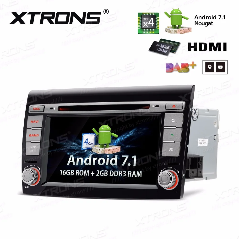 Best 2din 7" Quad-Core Android 7.1 Nougat OS Car DVD for Fiat Bravo (198) 2007 2008-2014 with 2GB RAM 16GB ROM & Multi-Window View 1