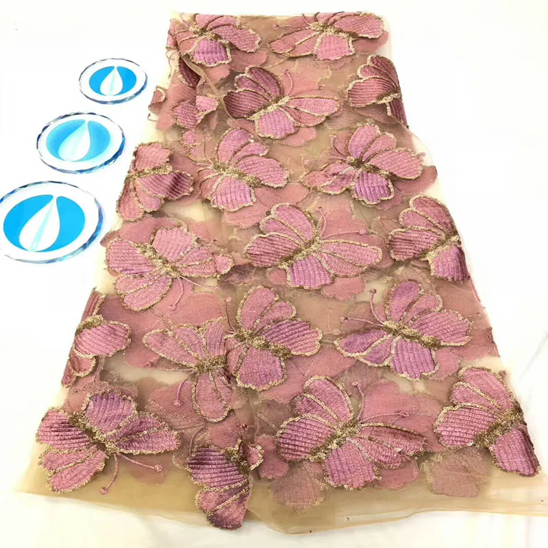 

2018 High Quality African Lace Fabric Baby pink Velvet French Net Embroidery Sequins Tulle Lace Fabric For Nigerian party Dress