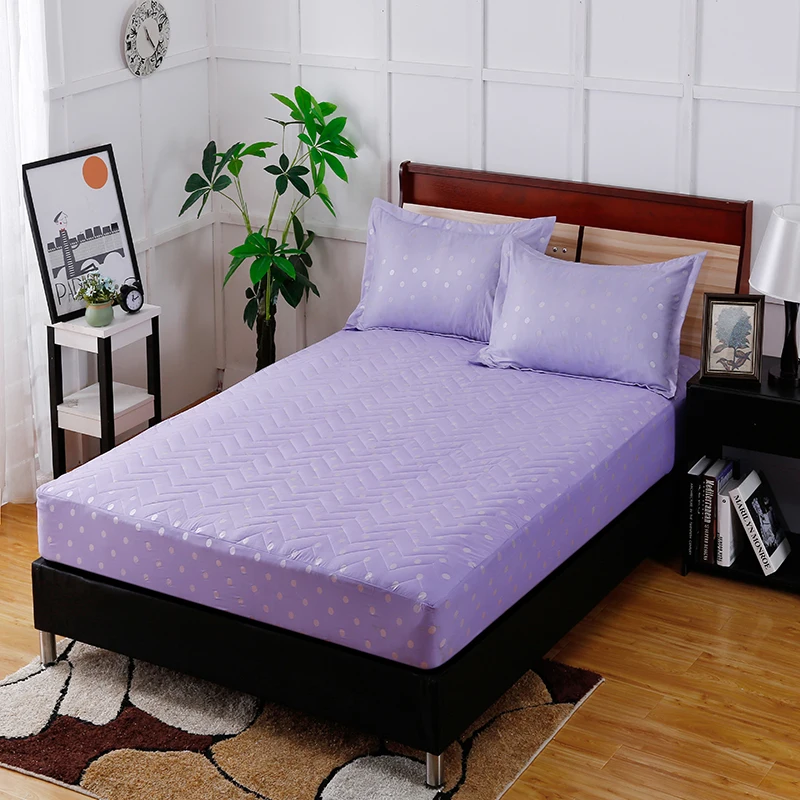 Comfortable And Breathable Purple Wave Point Printing Pattern Polyester Fiber Bedding Three