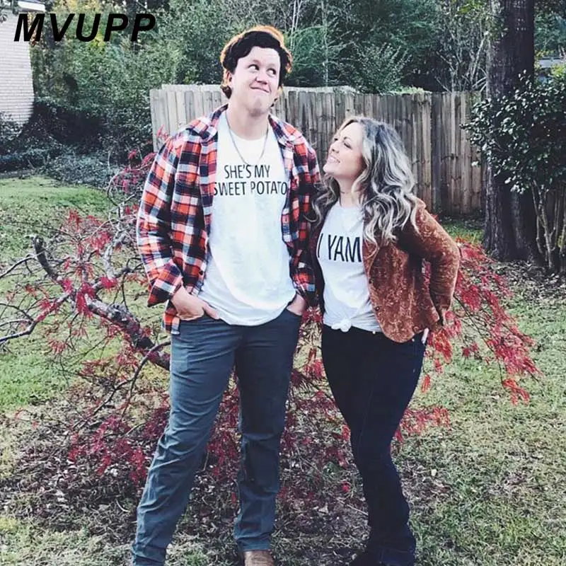 

SHE MY SWEET POTATO YAM couple t shirt funny sweetheart for husband and wife women men family clothes lover harajuku tee femme