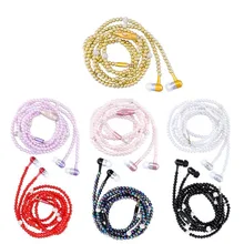 50 шт. модные ювелирные изделия Жемчужное ожерелье наушники с микрофоном 3,5 мм разъем наушники-вкладыши с микрофоном для Iphone samsung huawei