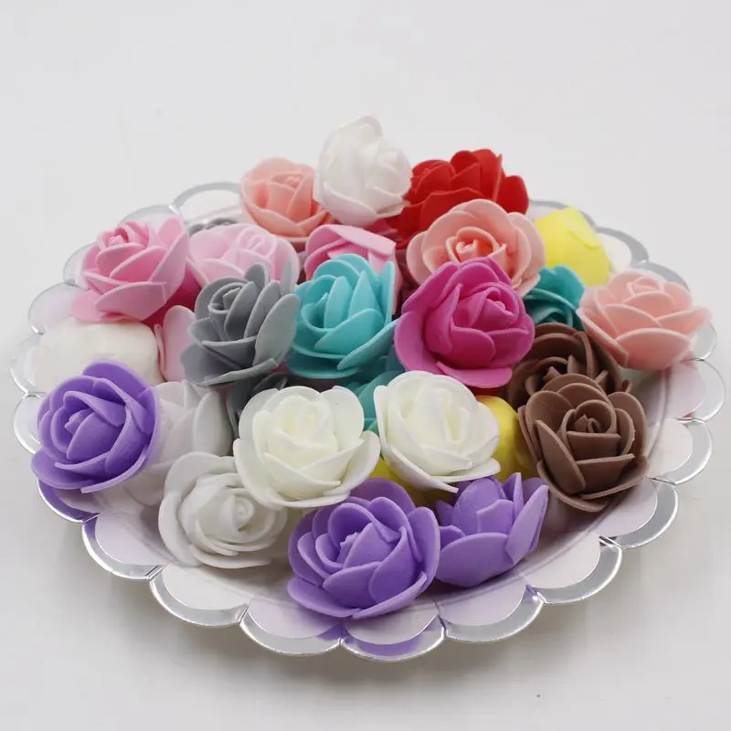 

DIY / 100Pcs 3.5cm mini PE foam rose flower artificial flower home wreath supplies wedding party decoration photo props