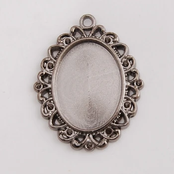 

Gun Black Flower Edage Alloy Pendant Blanks Base Fit 17*24 mm Oval Cabochon Setting for Necklace DIY Fitting, 20 pcs/lot-C2380