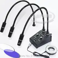 110โวลต์-240โวลต์2สีขาวและ1 UV LED Dual Gooseneและ80 LEDแหวนแสงกระจ่างแหล่งที่มาของโคมไฟสำหรับอุตสาหกรรมกล้องจุลทรรศน์สเตอริโอเลนส์กล้อง