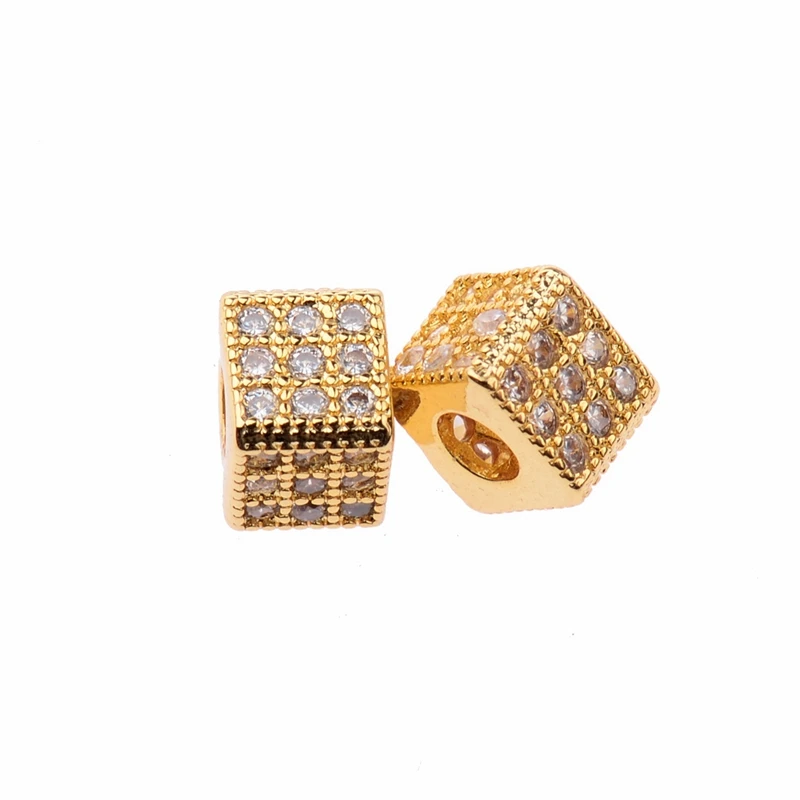 

NEW Handmade Jewelry Macrame Cord Bracelets Making Material Micro Pave Zircon Copper Square Charm Metal Beads Accessories