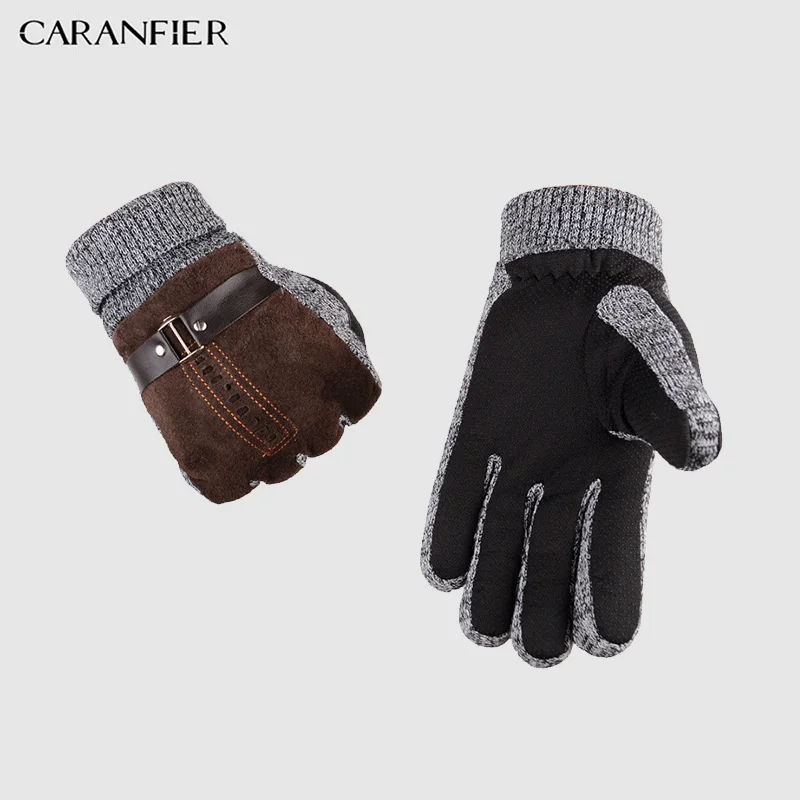 CARANFIER 2018 высококачественные вязаные шерстяные перчатки из свиной кожи зимние