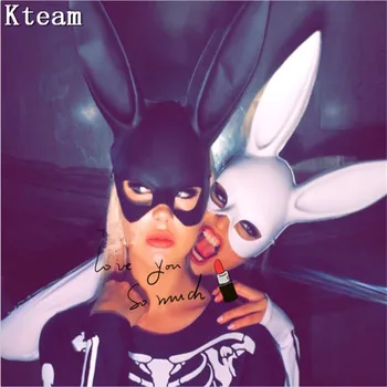 

Halloween Mask White Black Women Girl Sexy Rabbit Ears Mask Cute Home Party Masquerade Cosplay Costume Bondage Bunny Long Ears