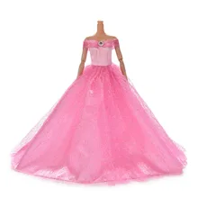 Gran oferta 7 colores disponibles vestido de princesa de boda hecho a mano de alta calidad vestido elegante para vestidos de muñeca Barbie