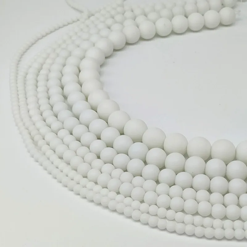 natural stone White Black Dull Polish Matte Onyx Agata Round Beads 16"/Strand 4 6 8 10 12 14 MM Pick Size - Цвет: matte white