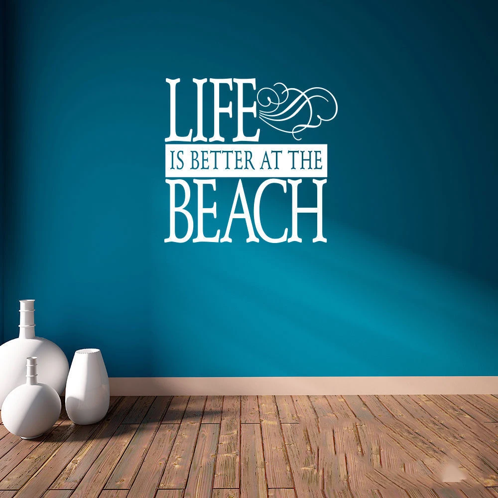Life is Better At The Beach Vinyl Wall Decal Quote Home Art Decor