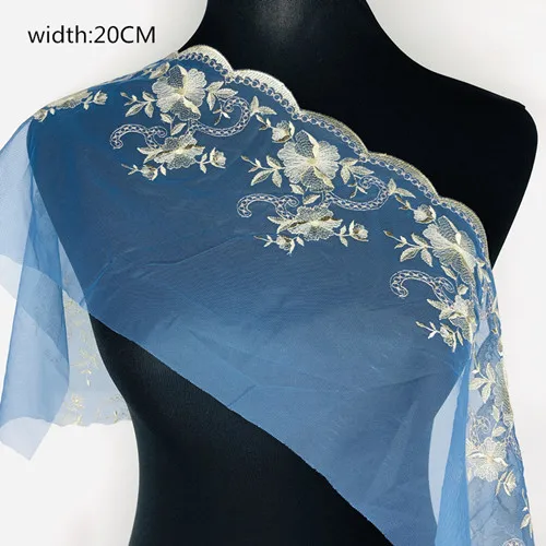 Ткань кружево, лента, тесьма DIY швейная одежда вышивка ручной работы материал украшение высокое качество кружевная отделка Аксессуары для одежды - Цвет: Светло-голубой