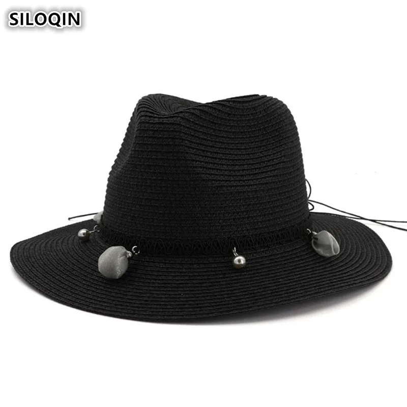 

SILOQIN Foldable Women's Oversized Sun Visor Straw Hat Breathable Sun Hats For Women Sombrero New Adult Lady Beach Hat Jazz Caps