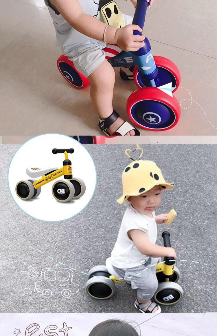 Горячий бренд Детский баланс велосипеды скутер детские ходунки младенческий скутер без педалью вождения четыре колеса велосипеда подарок для детей игрушки
