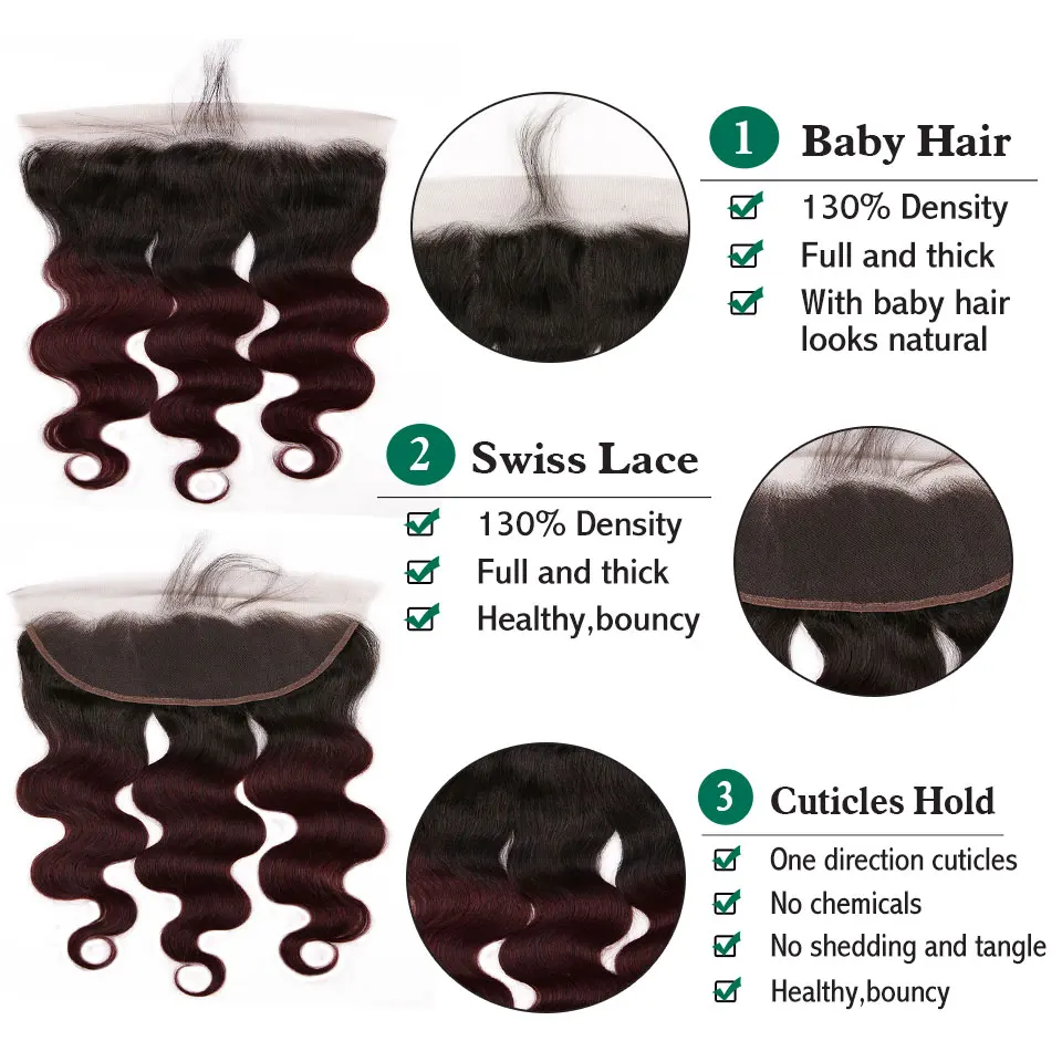 burgundy bundles with closure brazilian body wave bundles with frontal (11) - 