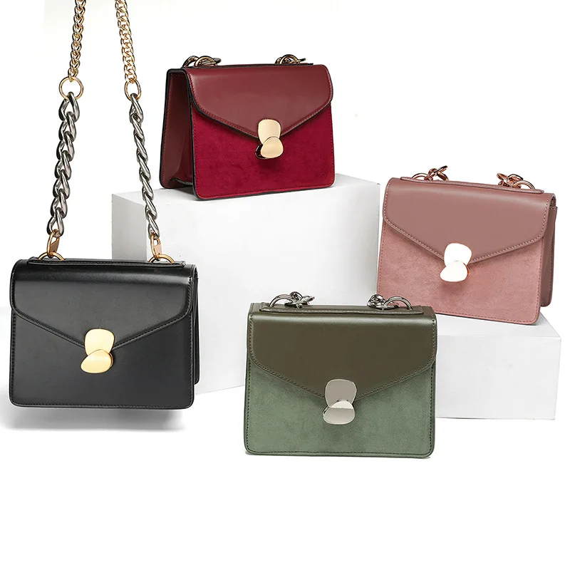 

Famous brand luxury handbag 2019 handbag designer handbag metal buckle chain Messenger bag shoulder bag female high quality clut
