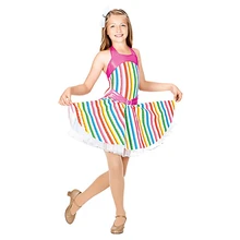 Гимнастический купальник для девочек, танцевальная бальная юбка для девочек, Радужное платье, костюмы, международная торговля, последний Театральный Костюм