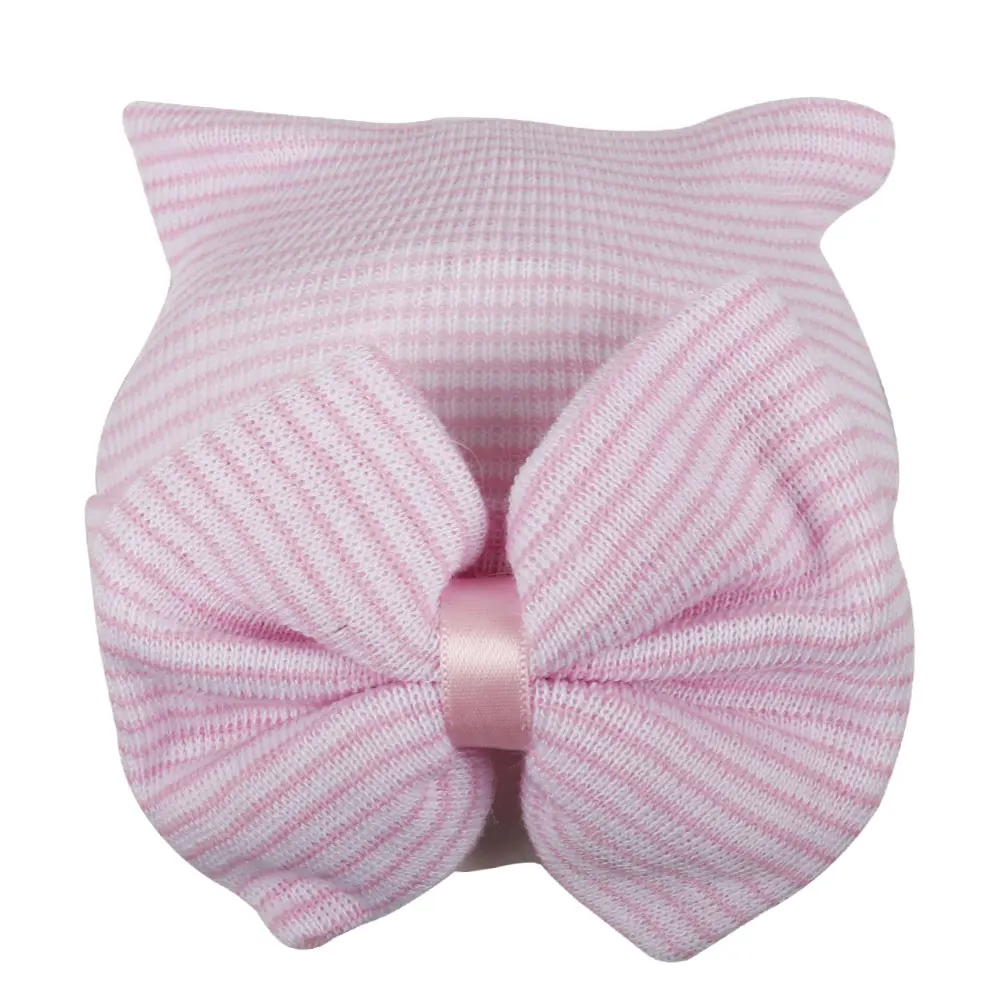 

Winter Knitting Hair Bow Baby Beanies Crochet Striped Toddler Caps Elastic Warm Newborn Hat 5colors Accessories For Kids