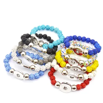 

Rhinestone Deads Snap Button Bracelet for Snaps Button 18mm Jewelry for Women Girl Birthday Gift New 2018
