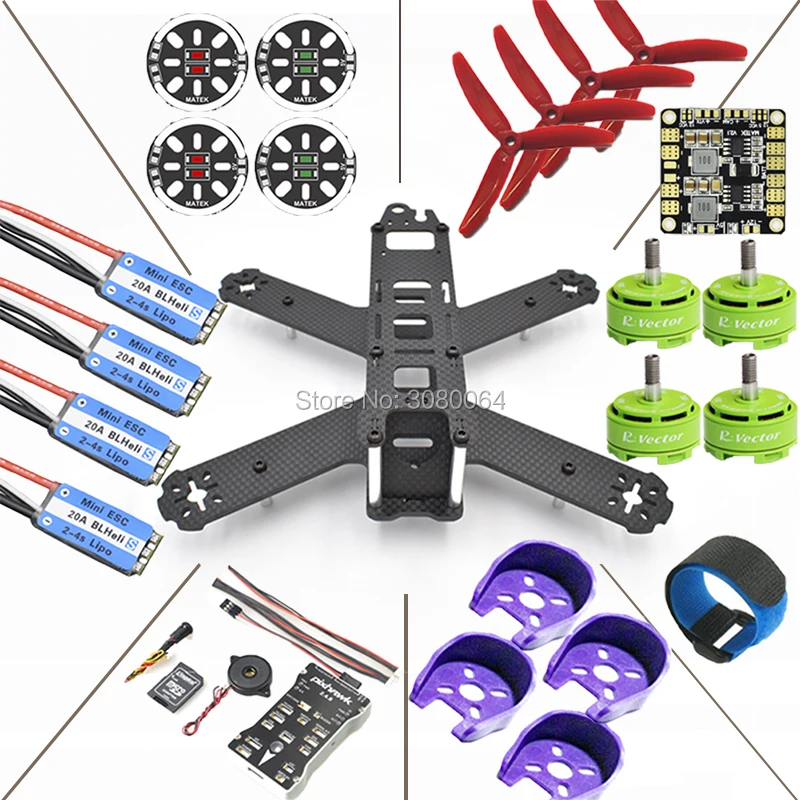

QAV210 Quadcopter Frame Kit+Pixhawk PX4 Autopilot PIX 2.4.8 Flight Controller+20A ESC BLHeli_S+RV2306 KV2650 Brushless Motor DIY