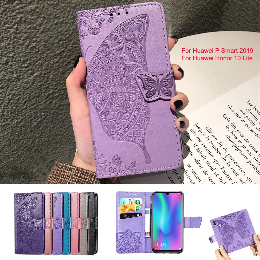 3D чехол для телефона huawei P Smart 2019 кожаный бумажник с откидной крышкой Honor 10 Lite POT LX1