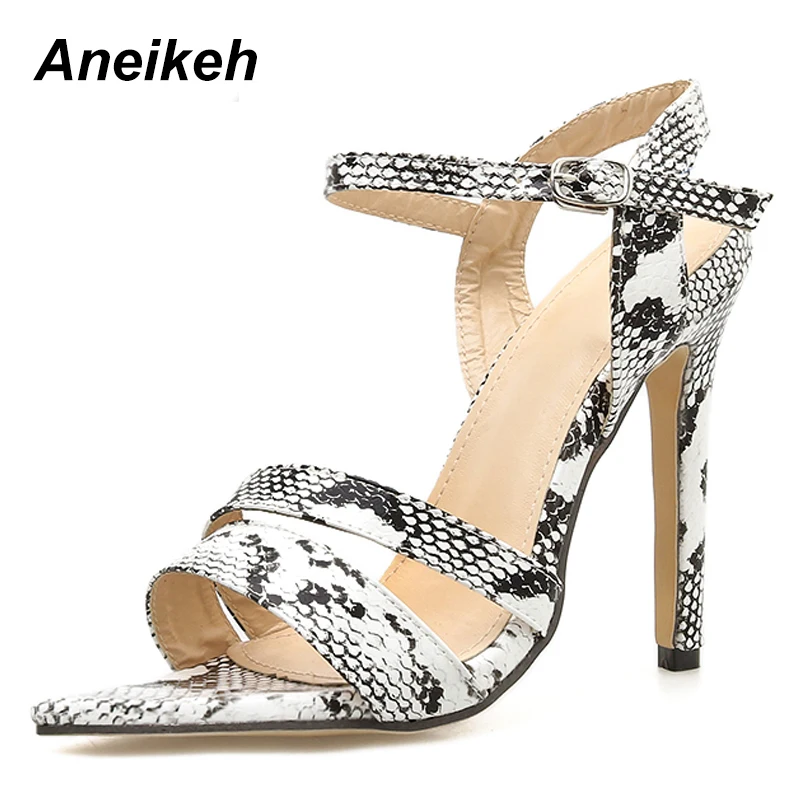 

Aneikeh 2019 Serpentine Women Sandals High Heels Summer Ankle Strap Thin High Heels Fashion Sandals Pumps Dropshipping Size 4-9