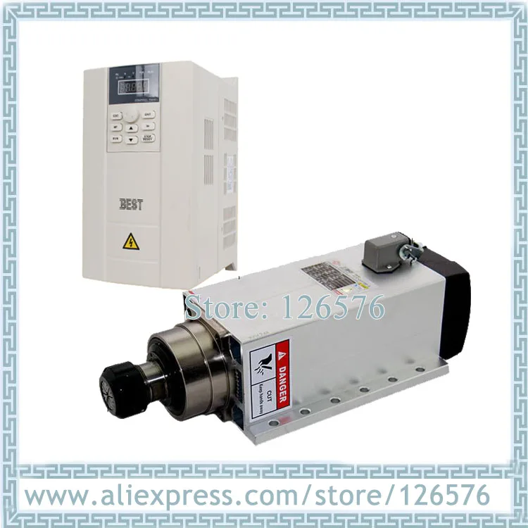 

4 ceramic bearing spindle motor 6KW ER32 Air cooled spindle motor 18000RPM + 7.5kw AC220V/AC380V Frequency VFD Inverter