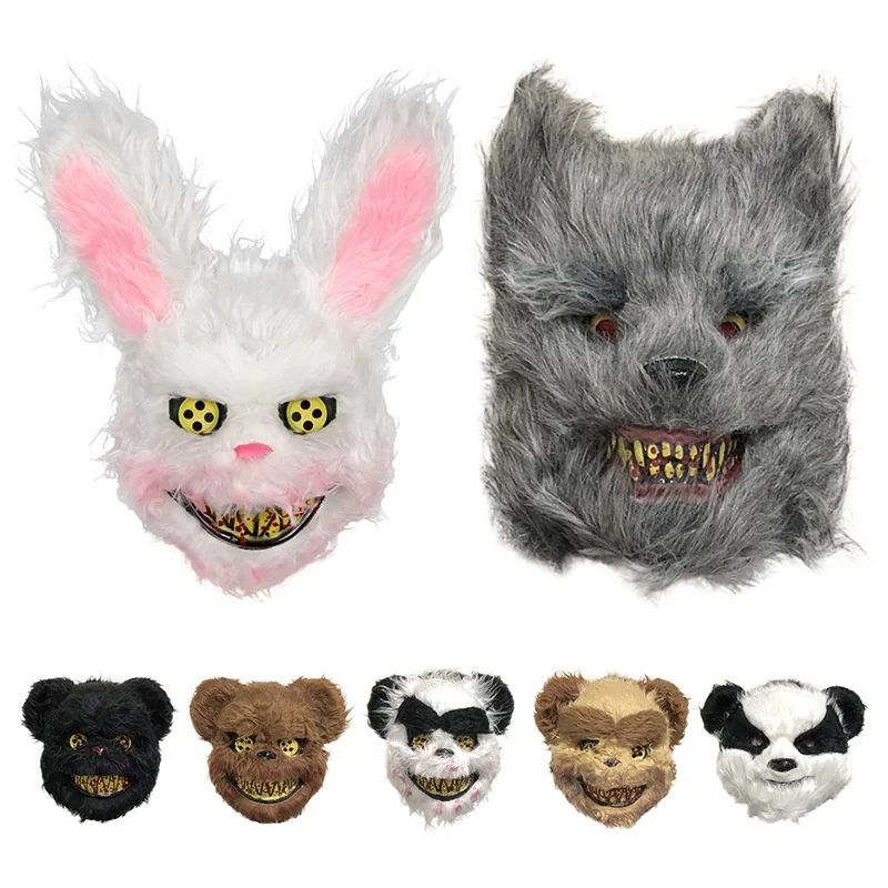 Новинка Хэллоуин ужас плюшевая маска уникальный кролик панда волк Медведь Форма плюшевая Праздничная маска вечерние принадлежности