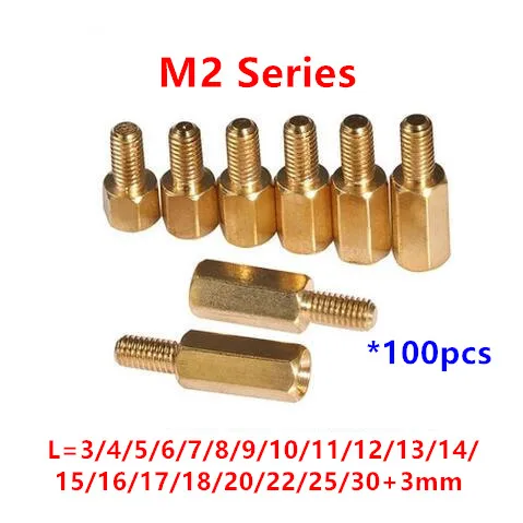 200 Pieces M2.5 Elrctronic-Salon Hex Male=Female Brass Spacer Standoffs Stainless Steel Screw Nuts Kit,Copper Brass Pillars Circuit Spacer Round Single Cylinder Head 