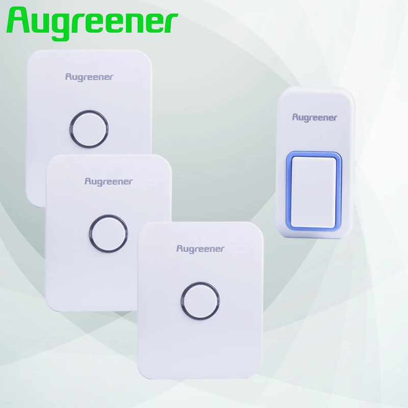 

Augreener Wireless Home Tunes 1 Waterproof Push Button 3 Receivers Call for Doors Bell Door Wireless Free Shipping Doorbell