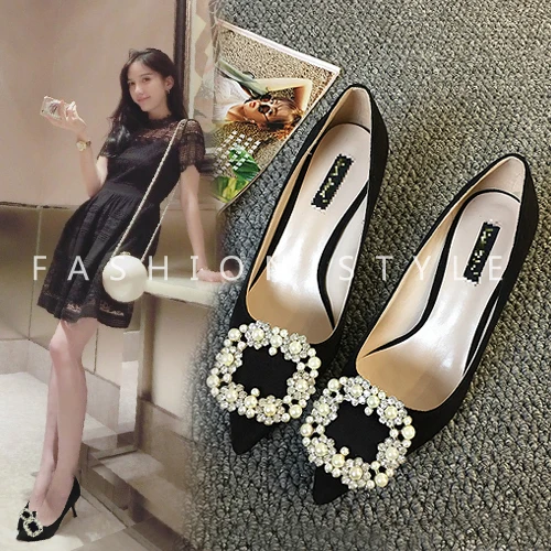 

New special offer pearl rhinestone high heels fashion hot sale comfortable shallow mouth high heels banquet high heels.