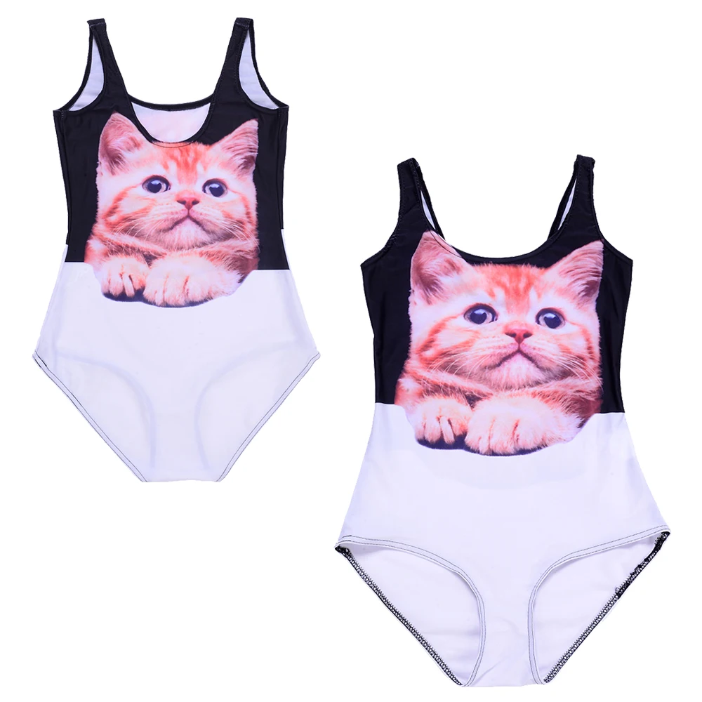 Cute Kitty Cat Monokini Swimwear One Piece Suits Women Bathing Suits