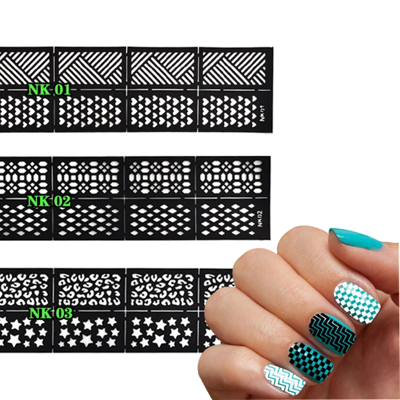 

Reusable Stamping Tool DIY Nail Art Hollow Template Stickers Stencil Guide 24 Styles Options