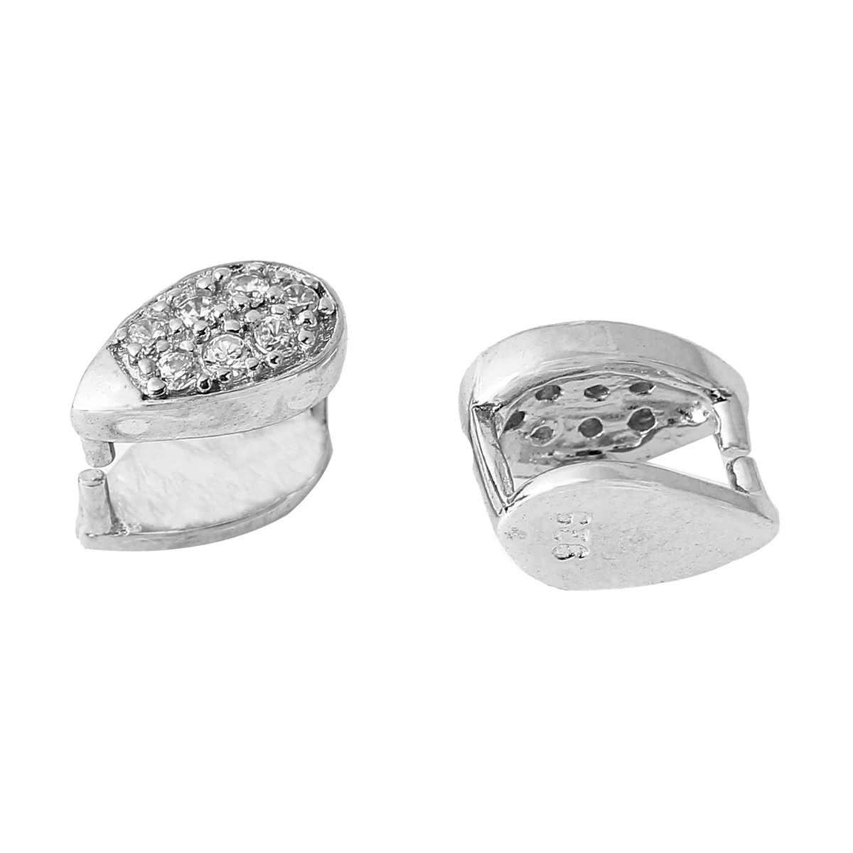 

8SEASONS 925 sterling Silver & Rhinestone Pendant Pinch Bails Clasps Silver 9mm(3/8")x 5mm(2/8"),1 Piece