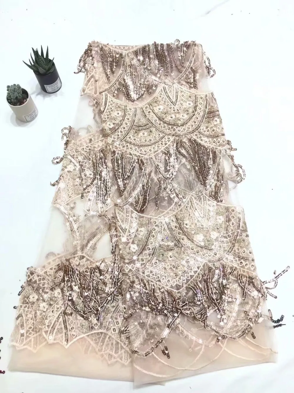 New French lace fabric African tulle embroidery with Tassel sheeting Indian premium material | Дом и сад