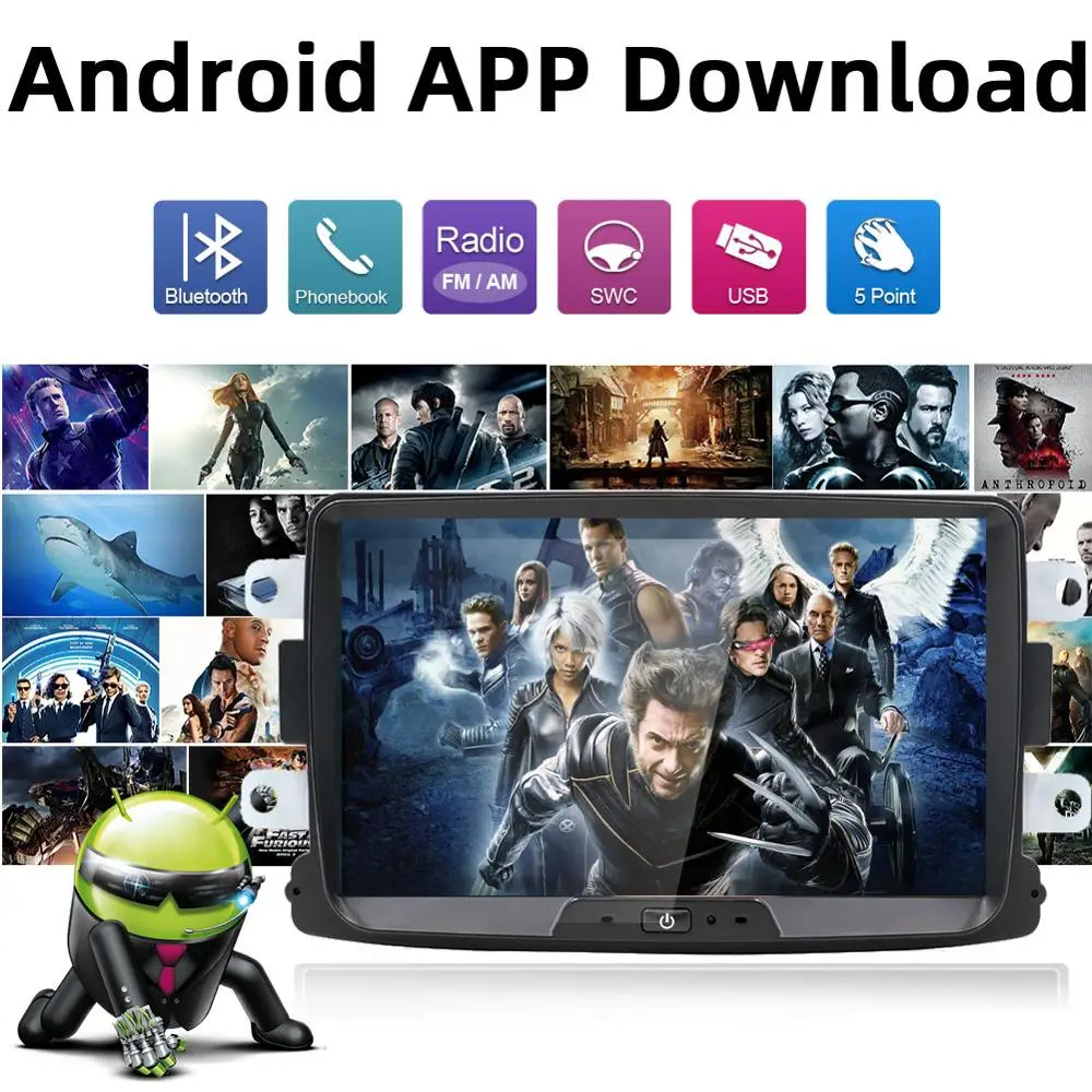 Clearance Android 9.0 autoradio 1 din For Duster/Dacia/Sandero/Logan/Captur/Lada/Xray car multimedia player camera cassette tape recorder 2