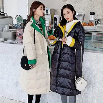 

2019 Winter Glossy Long Down Cotton Parka Women Jacket Coat Winter Warm Thick Parka Loose Coat Winter Women Jacket tops