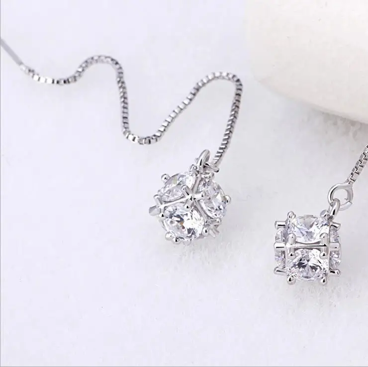 2019 Fashion Shiny Crystal 925 Silver Ladies Stud Earrings Jewelry Gift Wholesale
