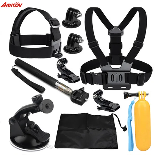 

Amkov for GoPro hero 4 3 Accessories Set for Xiaomi YI 4K Eken H9R H8R set mount tripod Sport Camera Accessories kits