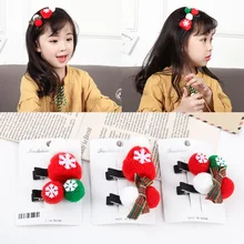 2 шт./компл., лидер продаж, детская одежда для рождественских праздников Шпилька-Снежинка аксессуары для волос для девочек Санта на клипсе; крепящиеся к шляпе, с принтом мультяшных голов ювелирные изделия G0503