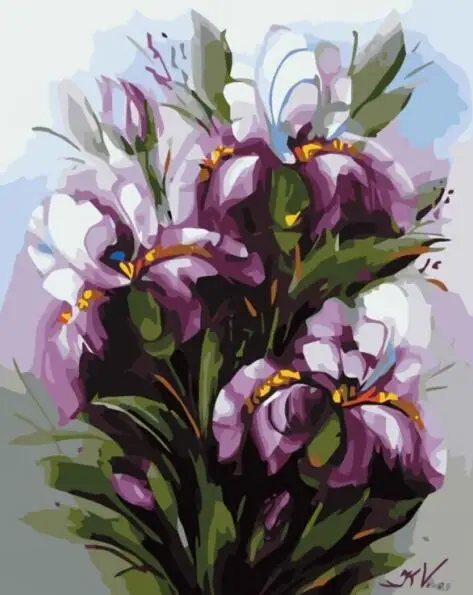 MaHuaf-W1223 bouquet of irises Painting by numbers DIY oil coloring by numbers canvas painting for living room 