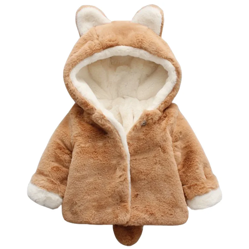 

KEAIYOUHUO Baby Girls Fur Coat 2018 Winter Baby Boys Jacket For Girls Jackets Kids Rabbit Hooded Outerwear Coat Children Clothes