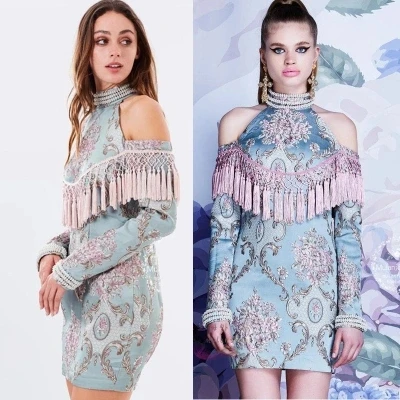 Кутюр кисточкой ногтей шарик жаккардовые вышивка dress 2017 осень новое прибытие плюс размер женщин платья