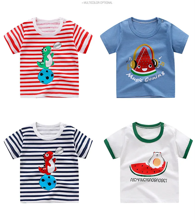 Летние футболки для мальчиков и девочек Детские Модные хлопковые футболки с принтом «космический корабль» детские топы, одежда, футболки 9 months to 8 years Old