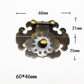 

Brass Buckle Hasp Hasp,Chinese Flower Wooden Wine Box With Lock Buckle Antique Padlock Hardware,Bronze Tone,60*46mm,1PC