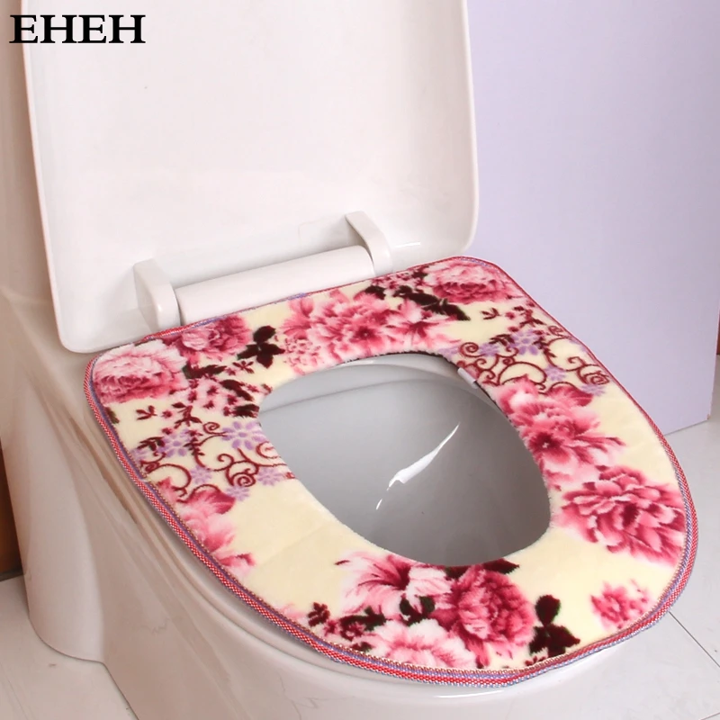 EHEH 4 color available peony pattern bathroom toilet seat cover U shape